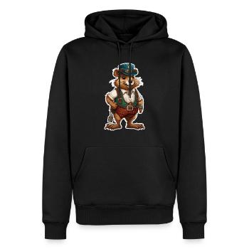 Lederhose / Tier / Tracht / Tradition / Biber - Männer Premium Bio Hoodie - Schwarz - Vorne - Nico (187cm)