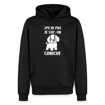 Humour chien petit caniche - Sweat à capuche Premium bio Homme - noir - Devant - Nico (187cm)