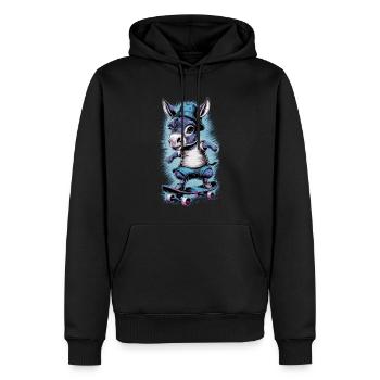 Esel auf Skateboard Skater Skateboarding für - Männer Premium Bio Hoodie - Schwarz - Vorne - Nico (187cm)