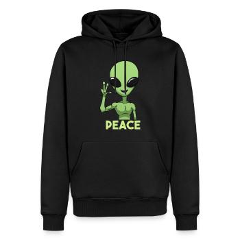 Signe de paix extraterrestre - Sweat à capuche Premium bio Homme - noir - Devant - Nico (187cm)