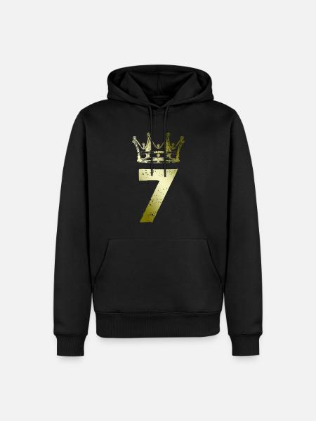 7 Zahl Krone - Männer Premium Bio Hoodie - Schwarz