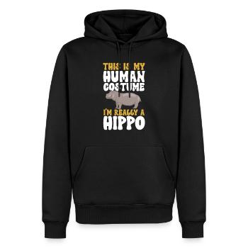 Hippopotame Hippopotame - Sweat à capuche Premium bio Homme - noir - Devant - Nico (187cm)