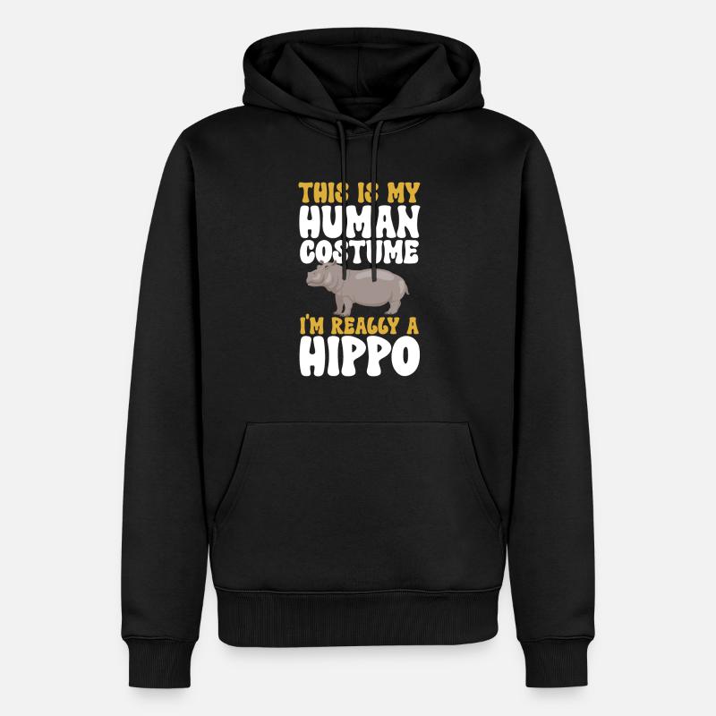 Flusspferd Nilpferd - Männer Premium Bio Hoodie - Schwarz