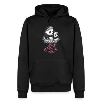 Best Mom Ever Panda Lover Floral Wreath I Mom - Männer Premium Bio Hoodie - Schwarz - Vorne - Nico (187cm)