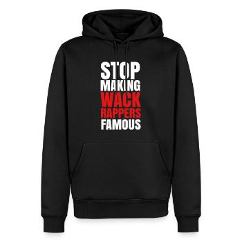 arrêtez de faire des rappeurs Wack Hip Hop célèbres - Sweat à capuche Premium bio Homme - noir - Devant - Nico (187cm)