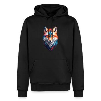 Fox Watercolors - Männer Premium Bio Hoodie - Schwarz - Vorne - Nico (187cm)