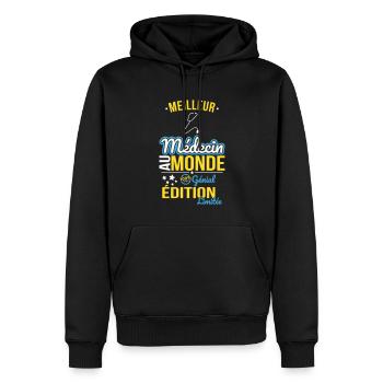 World's Best Doctor - 100% Awesome - Men’s Premium Organic Hoodie - black - Front - Nico (187cm)