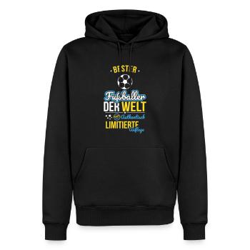 Bester Fußballer der Welt - 100% Authentisch - Männer Premium Bio Hoodie - Schwarz - Vorne - Nico (187cm)