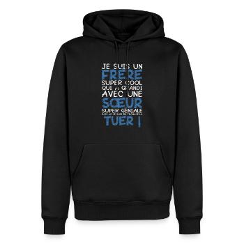 Frangin cadeau humour soeur pour frère - Sweat à capuche Premium bio Homme - noir - Devant - Nico (187cm)