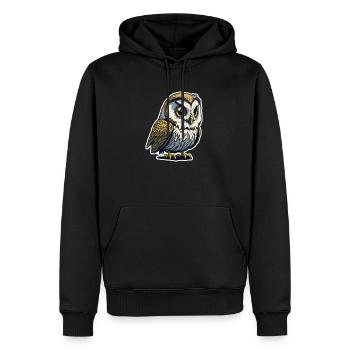 Eule 2 - Männer Premium Bio Hoodie - Schwarz - Vorne - Nico (187cm)