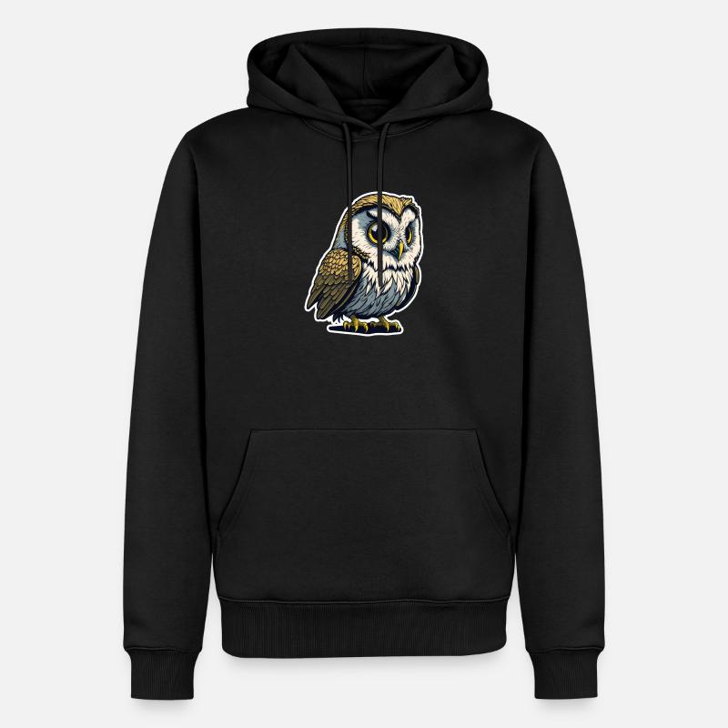 Eule 2 - Männer Premium Bio Hoodie - Schwarz