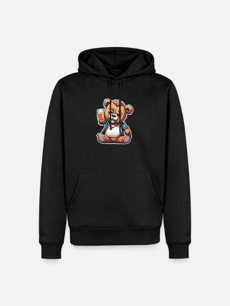 Celebrating teddy bear with beer - Men’s Premium Organic Hoodie - black