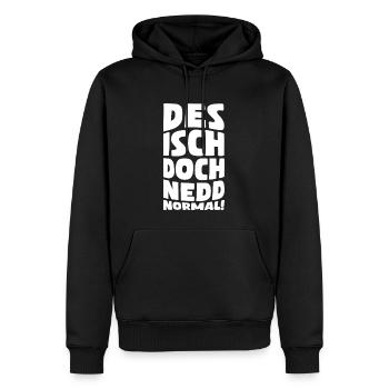 Des isch doch nedd normal! - Männer Premium Bio Hoodie - Schwarz - Vorne - Nico (187cm)