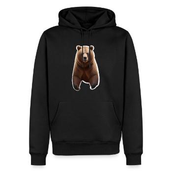 Ours brun - Sweat à capuche Premium bio Homme - noir - Devant - Nico (187cm)
