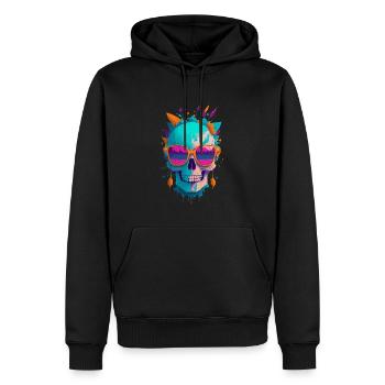Illustration de crâne de Pop Art - Sweat à capuche Premium bio Homme - noir - Devant - Nico (187cm)
