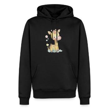 Girafe pastel aquarelle - Sweat à capuche Premium bio Homme - noir - Devant - Nico (187cm)