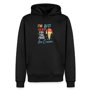 Ich Bin Nur Wegen Des Kostenlosen Eises Hier - Männer Premium Bio Hoodie - Schwarz - Vorne - Nico (187cm)
