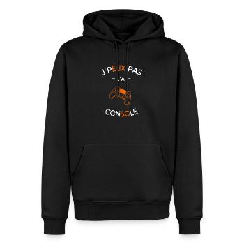 J peux pas j ai console - Sweat à capuche Premium bio Homme - noir - Devant - Nico (187cm)