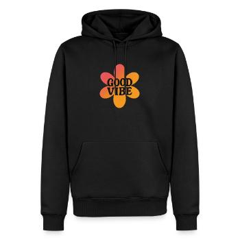 good vibe - Sweat à capuche Premium bio Homme - noir - Devant - Nico (187cm)