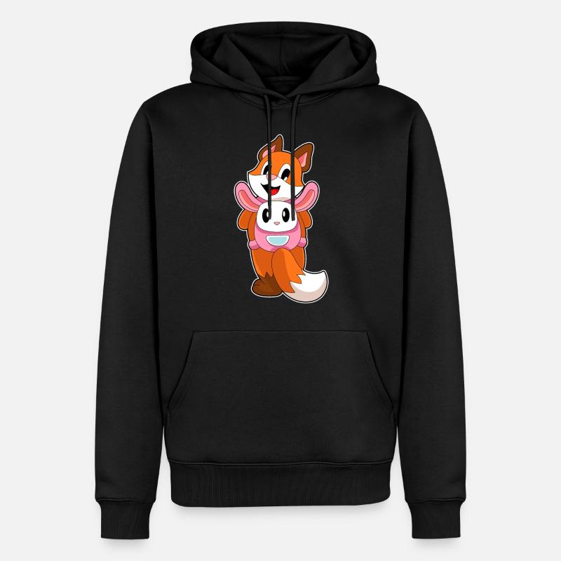 Fuchs Hase Tasche - Männer Premium Bio Hoodie - Schwarz