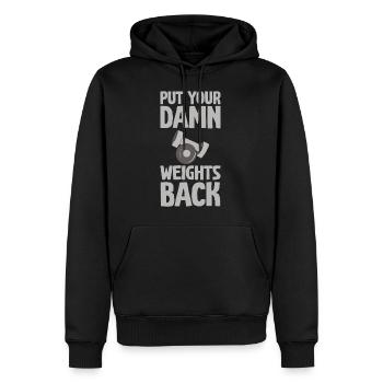 Remettez vos fichus poids 2 - Sweat à capuche Premium bio Homme - noir - Devant - Nico (187cm)