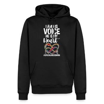 I Am His Voice, He Is My Heart #specialneedsmom 2 - Männer Premium Bio Hoodie - Schwarz - Vorne - Nico (187cm)