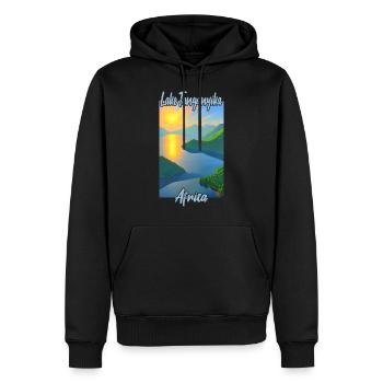 Lac tanganyika - Sweat à capuche Premium bio Homme - noir - Devant - Nico (187cm)