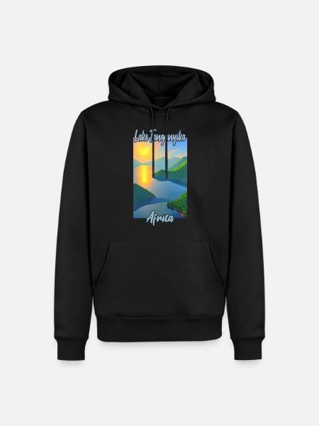 Lac tanganyika - Sweat à capuche Premium bio Homme - noir