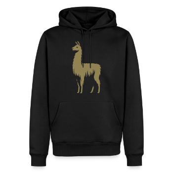 Lama Silhouette - Männer Premium Bio Hoodie - Schwarz - Vorne - Nico (187cm)