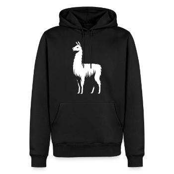 Lama Silhouette - Männer Premium Bio Hoodie - Schwarz - Vorne - Nico (187cm)