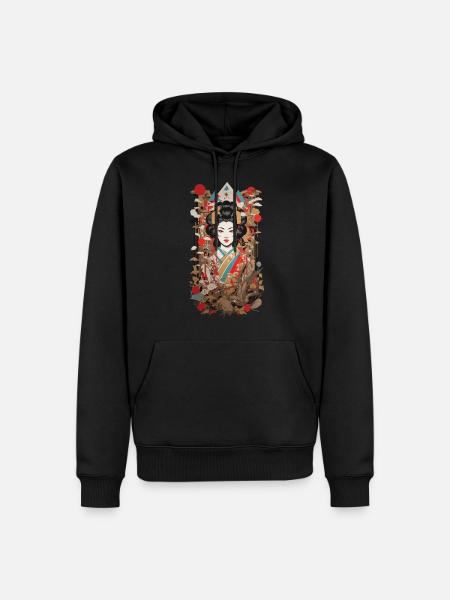 Retro Geisha Popart Japan Art Style - Männer Premium Bio Hoodie - Schwarz