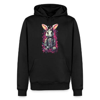 Gothic Bunny Aesthetic Streetwear Design - Männer Premium Bio Hoodie - Schwarz - Vorne - Nico (187cm)
