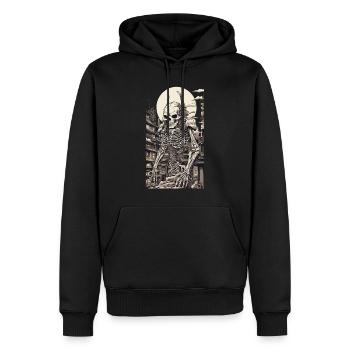 Edo Japon Yokai squelette Ukiyo-E oeuvre - Sweat à capuche Premium bio Homme - noir - Devant - Nico (187cm)