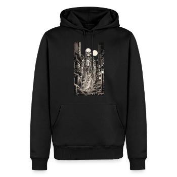 Yokai Skelett Nacht Japan Anime Streetwear - Männer Premium Bio Hoodie - Schwarz - Vorne - Nico (187cm)