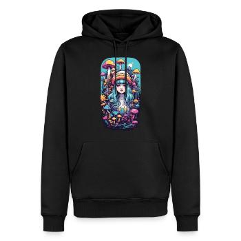 Festival Fantasy Psychédélique Goa Champignon Fille - Sweat à capuche Premium bio Homme - noir - Devant - Nico (187cm)