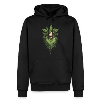 Heart For Plants Streetwear Hemp Leaf Design - Men’s Premium Organic Hoodie - black - Front - Nico (187cm)