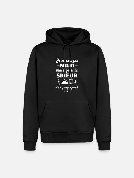 pas parfait skieur,idée cadeau ski - Sweat à capuche Premium bio Homme - noir