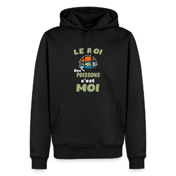 Le roi des poissons t-shirt pêche humoristique - Sweat à capuche Premium bio Homme - noir - Devant - Nico (187cm)
