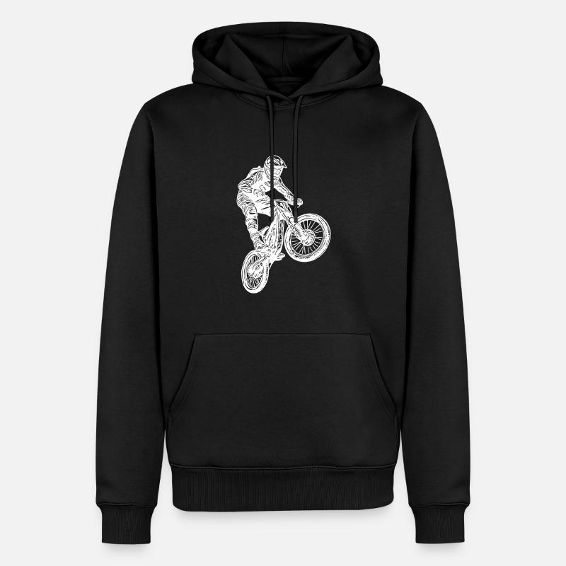 Cooler Radfahrer Springender Mountainbiker - Männer Premium Bio Hoodie - Schwarz