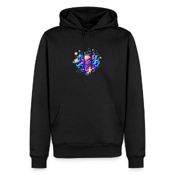 Glücklich - Männer Premium Bio Hoodie - Schwarz - Vorne - Nico (187cm)