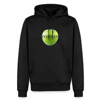Apple Design - Moderne - Nouveau - Délicieux - Sweat à capuche Premium bio Homme - noir - Devant - Nico (187cm)