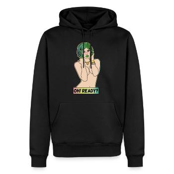 POP-ART ÉROTIQUE SEXY COMIC GIRL OH! PRÊT? - Sweat à capuche Premium bio Homme - noir - Devant - Nico (187cm)