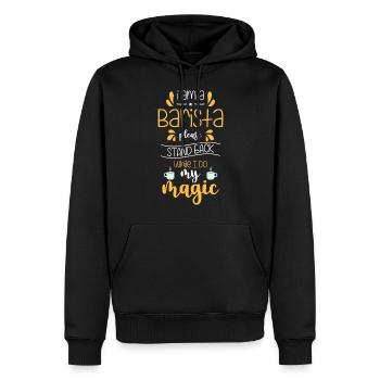 Espresso Koffein Siebträger - Männer Premium Bio Hoodie - Schwarz - Vorne - Nico (187cm)