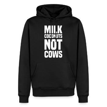 Milk Coconuts Not Cows - Lustiger Veganer Spruch - Männer Premium Bio Hoodie - Schwarz - Vorne - Nico (187cm)