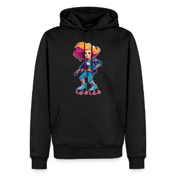 Cool skater hip hop fille - Sweat à capuche Premium bio Homme - noir - Devant - Nico (187cm)