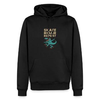 Lustiger Dinosaurier und Rollschuhfahrer Spruch - Männer Premium Bio Hoodie - Schwarz - Vorne - Nico (187cm)