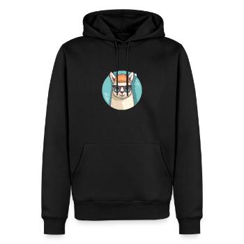 Alpaka Lama Sonnenbrille - Männer Premium Bio Hoodie - Schwarz - Vorne - Nico (187cm)