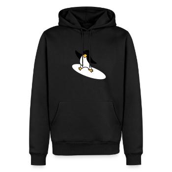 Surfer Pinguin / penguin (3c) - Männer Premium Bio Hoodie - Schwarz - Vorne - Nico (187cm)