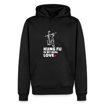 J’adore le Kung Fu - Sweat à capuche Premium bio Homme - noir - Devant - Nico (187cm)