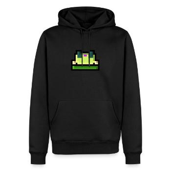 Pixel Frosch - Männer Premium Bio Hoodie - Schwarz - Vorne - Nico (187cm)
